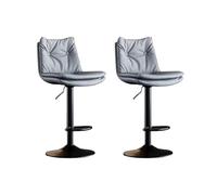 Grey Leather Swivel Barstools 4,Modern Counter Height Bar Stools Upholstered Bar Chairs with Back and Footrest Kitchen Island Home Bar Brown,Orange(Gray,2PCS)