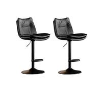 Grey Leather Swivel Barstools 4,Modern Counter Height Bar Stools Upholstered Bar Chairs with Back and Footrest Kitchen Island Home Bar Brown,Orange(Black,2PCS)