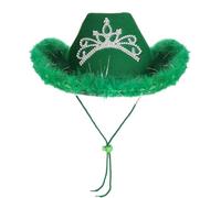 GREY LOOK Chapeau de cowboy avec lumières LED clignotantes et bordure en plumes - Accessoires pour festivals, concerts, déguisements et enterrement de vie de jeune fille - 3 couleurs disponibles (UK