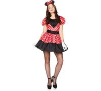 GREY LOOK Costume de Minnie Mouse pour femme | Ensemble robe, ceinture, bandeau et gants pour Halloween, carnaval, cosplay, fête à thème (Miss Mouse, taille M)