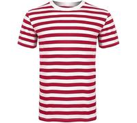 GREY LOOK Costume d'explorateur pour adultes « Find Me if You Can » unisexe avec t-shirt à rayures rouge/blanc, chapeau, lunettes, cache-jambes OTK pour la semaine du livre (lot de 1 t-shirt rouge