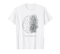 Grey Matters Floral Line Art Mois de Sensibilisation aux tumeurs cérébrales T-Shirt