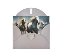 Grey MJHKXLJ Horses running wild in the river Prints Carte de vœux nacrée - Enveloppe incluse - Parfait pour Noël, anniversaires, Saint-Valentin, mariages, et plus encore