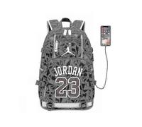 (grey)Nba Jordan Backpack Bulls Backpack Casual Travel Basketball Sports Multifunctional School Bag A Style F-u