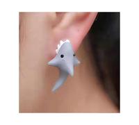 (Grey Shark) Corgi Dinosaurs Stud Earrings Jewelries Cartoon Animals Dog Biting Stud Earring With Alloy For Valentine\'s Day Christmas/YY