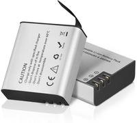 Grey Sports Camera Battery, Rechargeable Battery 2 x 1350 mAh, Compatible with AKASO brave4/v50x/brave6, Apexcam, COOAU, Dragon Touch, Exprotrek, EKEN, S009R, PG1050