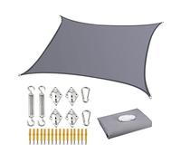 Grey Sun Shade Sail Rectangle étanche étanche du extérieur Pari POURCE SURSEUR Autre 2X3M 3X5M 4X6M Bloc 98% UV avec Corde Gratuite kit de Fixation, Plusieurs Tailles