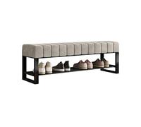 Grey Upholstered End of Bed Bench 300 LB Capacity Shoe Rack & Storage for Entryway Bedroom Living Room Hallway 100 cm Long