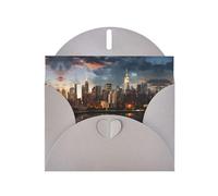 Grey WHJSHOP Carte de vœux avec impression sur l'horizon de New York - Papier nacré double face haut de gamme effet perlé avec boucle d'amour et enveloppe en papier nacré