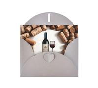 Grey WHJSHOP Carte de vœux avec imprimé liège de vin - Papier nacré double face haut de gamme effet perle avec boucle d'amour et enveloppe en papier perlé