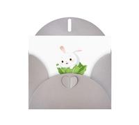 Grey WHJSHOP Carte de vœux avec imprimé petit lapin blanc - Papier nacré double face haut de gamme effet perlé avec boucle d'amour et enveloppe en papier nacré