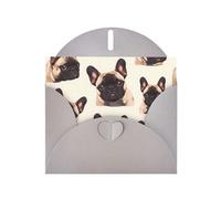 Grey WHJSHOP Carte de vœux imprimée bouledogue français - Papier nacré haut de gamme double face effet perlé avec boucle d'amour et enveloppe en papier nacré