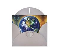 Grey WHJSHOP Carte de vœux imprimée Terre cosmique - Papier nacré double face haut de gamme Effet perle Love Buckle Enveloppe en papier perlé