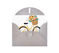 Grey WHJSHOP Carte de vœux imprimée vélo pleine de fleurs - Papier nacré haut de gamme double face effet perlé avec boucle d'amour et enveloppe en papier perlé