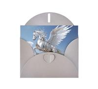 Grey WHJSHOP Pegasus Prints Carte de vœux - Papier nacré double face haut de gamme avec boucle d'amour et enveloppe en papier nacré