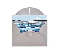Grey WHJSHOP Waves lapping at the rocks Prints Carte de vœux - Papier nacré haut de gamme double face effet perle Love Buckle Enveloppe en papier nacré
