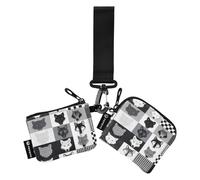 Grey Wolves Lot de 2 organiseurs d'argent fins et amovibles pour cartes d'identité avec poche zippée pour femme