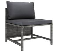 Grey Woven Resin Outdoor Sectional Sofa Center Piece with Cushions, Modular Patio Furniture for Garden, Poolside & Terrace, Weather-Resistant Steel Frame & Removable Comfortable Seat Back Pillows