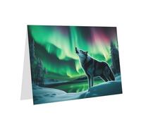Grey YYHWHJDE Wolves Howl in the Northern Lights Prints Carte de vœux 15,2 x 10,2 cm - Design tendance et unique pour diverses occasions