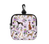 Greyhound Florals Violet Clair,Pochette de Rangement carrée à Fermeture éclair, Porte-Monnaie en néoprène, Petit Portefeuille, Pochette à Monnaie, Porte-Monnaie