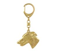 Greyhound, Grand Chien Anglais - Porte-Clés Doré Avec Chien