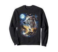 Greyhound Howling at The Moon Art Vintage Dog Art Sweatshirt