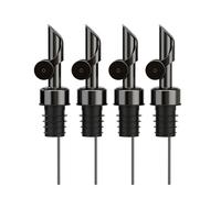 Greymount ® Lot de 4 becs verseurs de bouteilles - Noir - En acier inoxydable - Bec verseur avec rabat pour huile d'olive, vin et plus encore - Anti-fuite et anti-goutte - Dosage précis idéal pour
