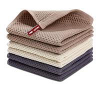 Greyoe 6er Set Küchentücher, Geschirrtücher, Geschirrhandtücher, Geschirrtücher Baumwolle-Geschirrtücher - Super Saugstark, Schnelltrocknend, Ölabweisend - 30x30 cm (Dark Grey+Beige+Light Coffee)