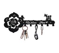 Greyoe Porte Clef Mural, Porte Clé Mural, Boite a Clefs Murale Decorative, Porte-clés Mural Avec 7 Crochets en Fer Forgé Hibou Porte-clés en Métal Crochet à Clés Ornement (rose, 1 Set)