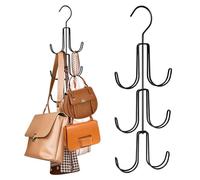 Greyoe Porte Foulard, Porte Cravate, Rangement Ceinture, Porte-Sac Suspendu Multifonctionnel Ceinture Cravate élingue Rotatif Crochet Organisateur pour Cravates, écharpes, Châles, Sacs ((Noir))