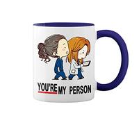 Greys Anatomy You Are My Person Blanc tasse de café avec le bleu et poignée Rim Mug