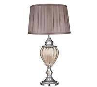 Greyson Lampe de table en verre ambré plaqué avec abat-jour plissé marron