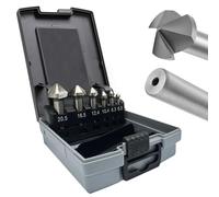 Greywolf Jeu de 6 forets à fraiser,Jeu de forets à fraiser pour acier,Fraise à chanfreiner HSS 3 dents à 90°,Pour le travail du métal et du bois (6, 3/8, 3/10, 4/12, 4/16, 5/20,5 mm)