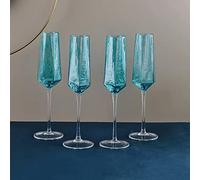 GRFIT Flûte à Champagne 4 pièces Verres à Champagne en Cristal Verres étincelants de Luxe de Haute qualité 200ml Bleu Réutilisable pour la Maison, l'hôtel, la fête