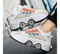 GRFIT Patin À Roulette Fille, Sneakers Roller Chaussures De Skateboard Baskets avec Roues Sport Gymnastique Mode Multi-usages Kick Roller Shoe pour garçons Filles,38