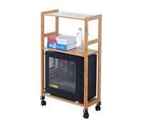 GRFIT Plateformes et Supports Mobile Pc Tour Stand Multicouche CPU Chariot de Bois, avec 4 Roues roulées à roulettes à roulettes Bois de Bureau de Bureau avec Ventilation Support d'ordinateur