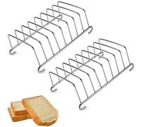 GRGO 2 Pièces Porte Toast, Porte Toast Tranches, Supports À Toast en Acier, Porte Toast À 8 Fentes, Porte Pain Argenté Accessoires, pour Friteuse À Air Cuisine Support De Refroidissement