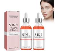 Grgowe 2Pc Sérum 5 En 1 Pour Le Visage,Sérum Facial 5 En 1,Sérum Anti-Âge,Sérum 30% De Vitamine C Pour Le Visage,Sérum Éclaircissant Anti-Âge,Pour Taches Sombres,Teint Uniforme,Rides Et Ridules