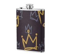 Gribouillage de la couronne,Flasque de poche plate de 8 oz en acier inoxydable 304, idéale pour les activités de plein air.