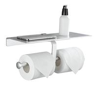 GRICOL Double Porte Rouleau de Papier sans Perçage Porte Papier Toilette Téléphone Mural pour Salle de Bains (Argent)