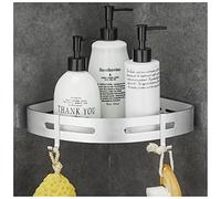 GRICOL Étagère d'angle de douche sans perçage - En métal - Avec 2 crochets - Avec autocollant - Pour salle de bain et cuisine - Argenté