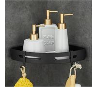 GRICOL Etagère de Douche sans Perçage Étagère d'angle Douche avec Autocollant Métal avec 2 Crochets Antirouille pour Salle de Bain Noir