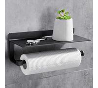 Gricol Porte-Rouleau de Cuisine sans Perçage Mural avec Distributeur Spacieux - Support Essuie-Tout pour Rouleaux - Noir