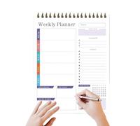 Grid Weekly Planner, Versatile Calendar Notebook, Flexible Page with Spiral Binding, Multi Purpose Organization Device, Clean White Finish with Modern Style, Desktop Agenda for Business and College