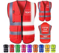 Gridachi Gilet de sécurité personnalisé avec logo, gilets réfléchissants haute visibilité, poches zippées, vêtements de travail de construction personnalisés de classe 2 pour hommes et femmes