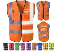 Gridachi Gilet de sécurité personnalisé avec logo, gilets réfléchissants haute visibilité, poches zippées, vêtements de travail de construction personnalisés de classe 2 pour hommes et femmes