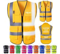 Gridachi Gilet de sécurité personnalisé avec logo, gilets réfléchissants haute visibilité, poches zippées, vêtements de travail de construction personnalisés de classe 2 pour hommes et femmes