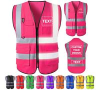 Gridachi Gilet de sécurité personnalisé avec logo, gilets réfléchissants haute visibilité, poches zippées, vêtements de travail de construction personnalisés de classe 2 pour hommes et femmes