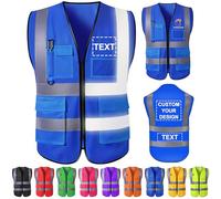 Gridachi Gilet de sécurité personnalisé avec logo, gilets réfléchissants haute visibilité, poches zippées, vêtements de travail de construction personnalisés de classe 2 pour hommes et femmes