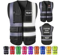 Gridachi Gilet de sécurité personnalisé avec logo, gilets réfléchissants haute visibilité, poches zippées, vêtements de travail de construction personnalisés de classe 2 pour hommes et femmes